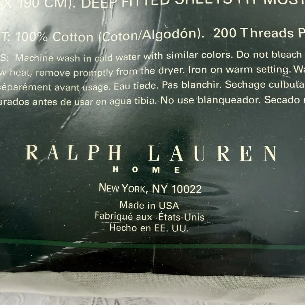 NEW LRL Ralph Lauren Home Full Deep Fitted Sheet Solid 100% Cotton Sage USA